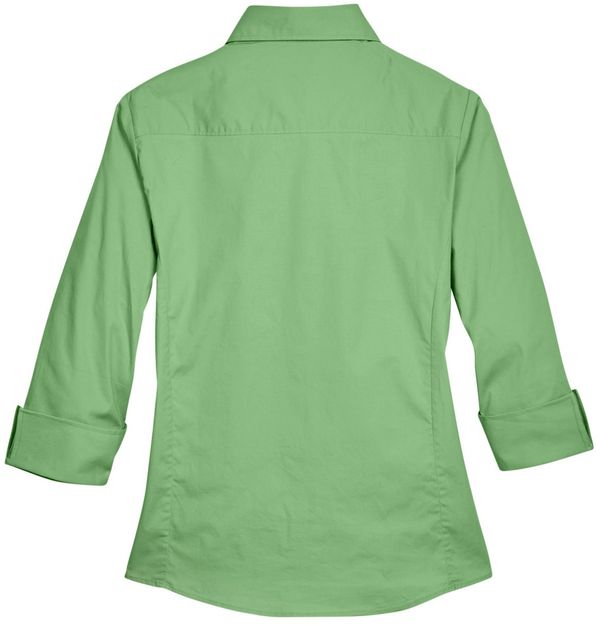 Am image of a Custom Devon and Jones Ladies Perfect Fit Three Quarters Sleeve Stretch Poplin Blouse in Lime!