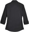 Am image of a Custom Devon and Jones Ladies Perfect Fit Three Quarters Sleeve Stretch Poplin Blouse in Black!