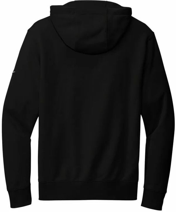 Am image of a Custom Nike Club Fleece Sleeve Swoosh Full Zip Hoodie in Black!