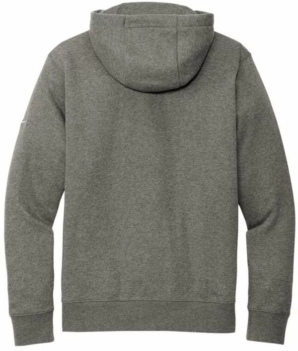 Am image of a Custom Nike Club Fleece Sleeve Swoosh Full Zip Hoodie in Charcoal Heather!