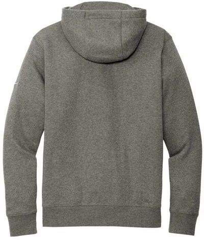 Am image of a Custom Nike Club Fleece Sleeve Swoosh Full Zip Hoodie in Charcoal Heather!
