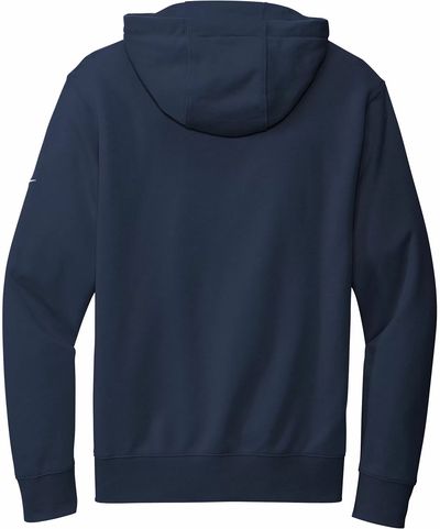 Am image of a Custom Nike Club Fleece Sleeve Swoosh Full Zip Hoodie in Midnight Navy!