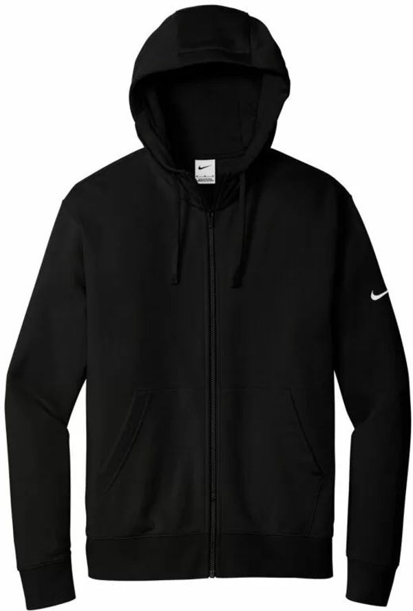 Am image of a Custom Nike Club Fleece Sleeve Swoosh Full Zip Hoodie in Black!