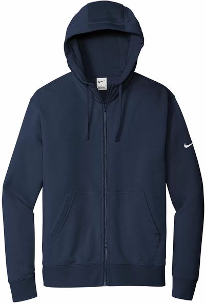 Am image of a Custom Nike Club Fleece Sleeve Swoosh Full Zip Hoodie in Midnight Navy!