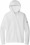 Am image of a Custom Nike Club Fleece Sleeve Swoosh Full Zip Hoodie in White!