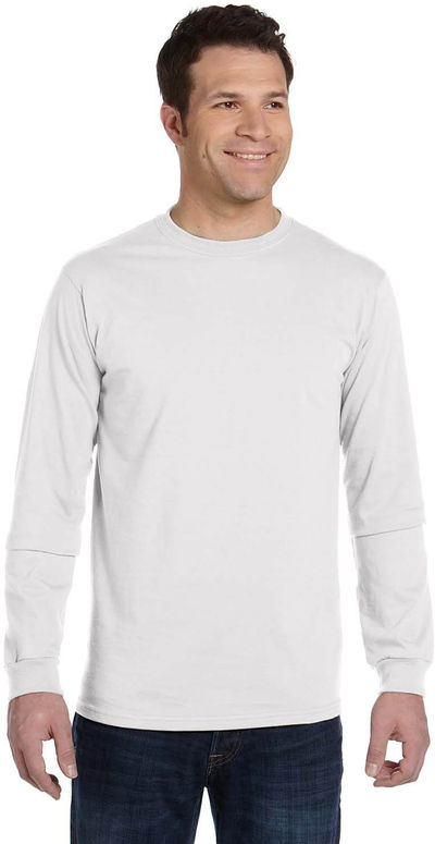 Am image of a Custom Econscious Mens Organic Cotton Classic Long Sleeve T Shirt in White!