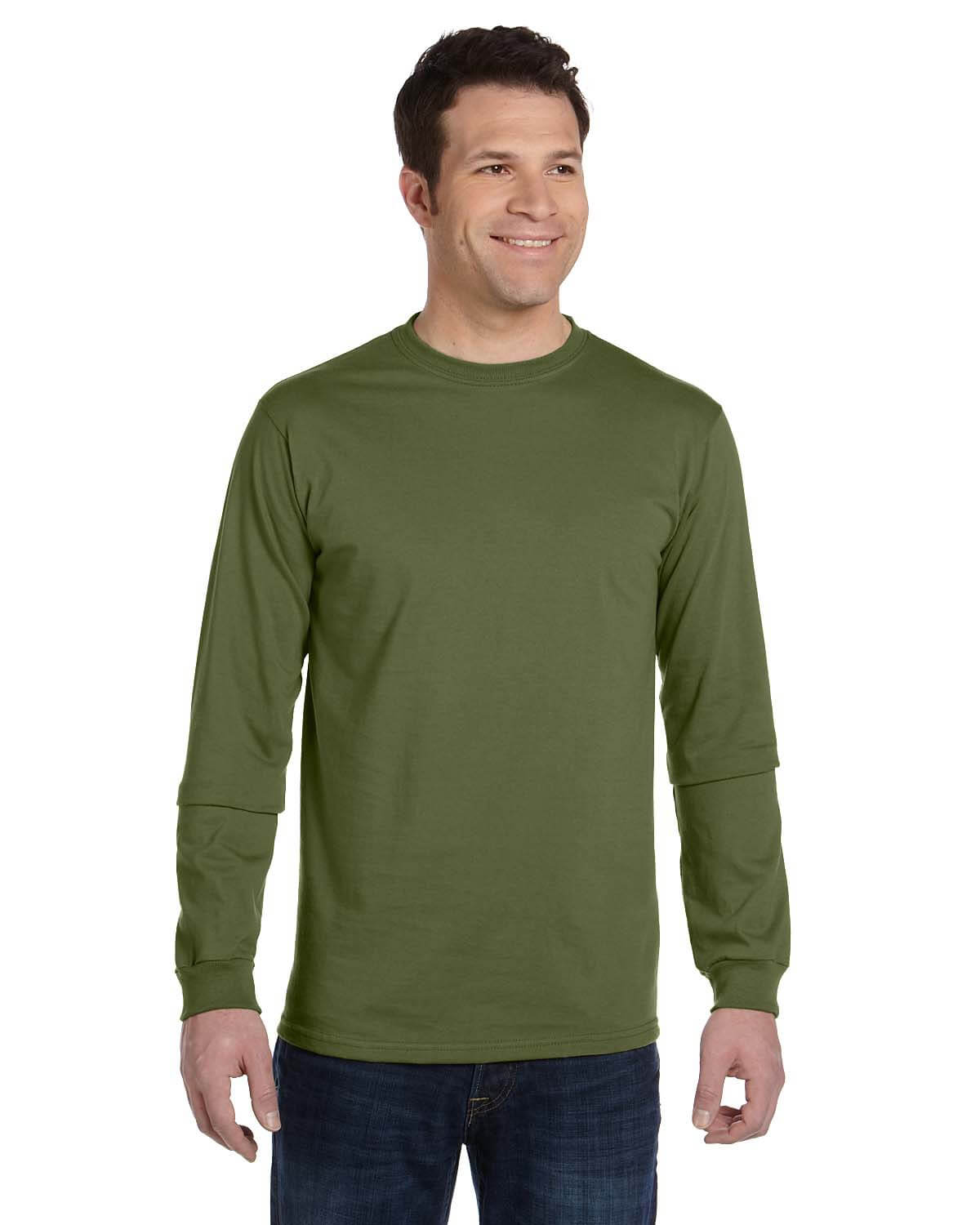 Econscious Mens Organic Cotton Classic Long Sleeve T Shirt in Olive