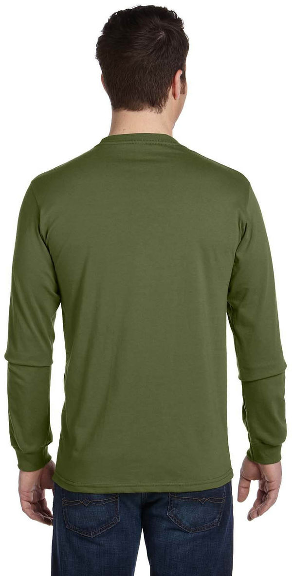 Am image of a Custom Econscious Mens Organic Cotton Classic Long Sleeve T Shirt in Olive!