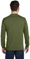 Am image of a Custom Econscious Mens Organic Cotton Classic Long Sleeve T Shirt in Olive!