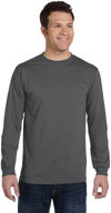 Am image of a Custom Econscious Mens Organic Cotton Classic Long Sleeve T Shirt in Charcoal!