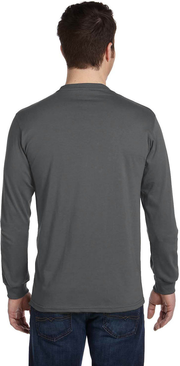 Am image of a Custom Econscious Mens Organic Cotton Classic Long Sleeve T Shirt in Charcoal!