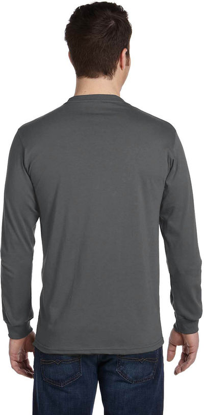 Am image of a Custom Econscious Mens Organic Cotton Classic Long Sleeve T Shirt in Charcoal!