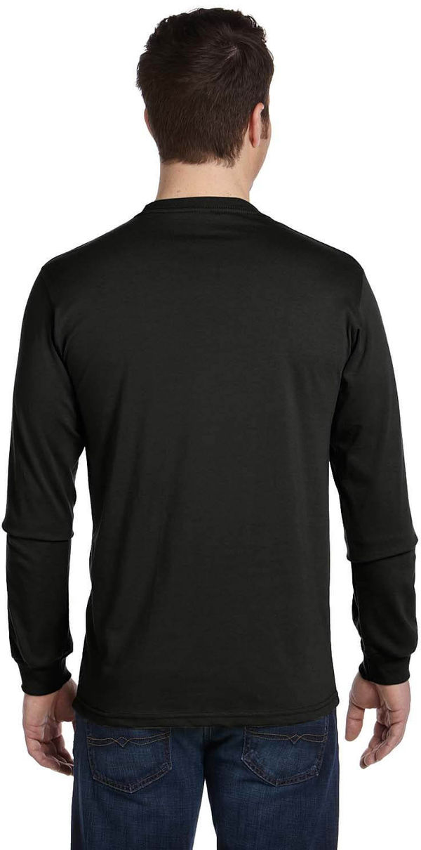 Am image of a Custom Econscious Mens Organic Cotton Classic Long Sleeve T Shirt in Black!