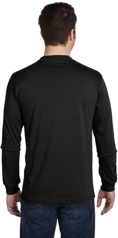 Am image of a Custom Econscious Mens Organic Cotton Classic Long Sleeve T Shirt in Black!