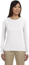 Am image of a Custom Econscious Ladies Classic Long Sleeve T Shirt in White!