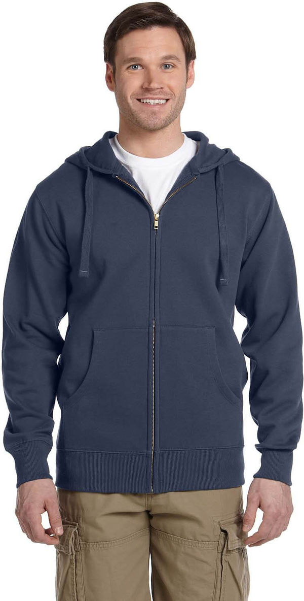 Am image of a Custom Econscious Men's Organic Recycled Full Zip Hood in Pacific!