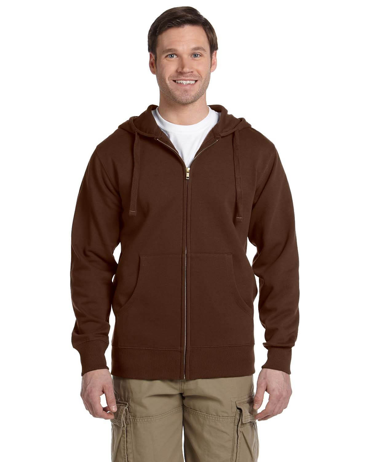 Econscious Men's Organic Recycled Full Zip Hood in Earth