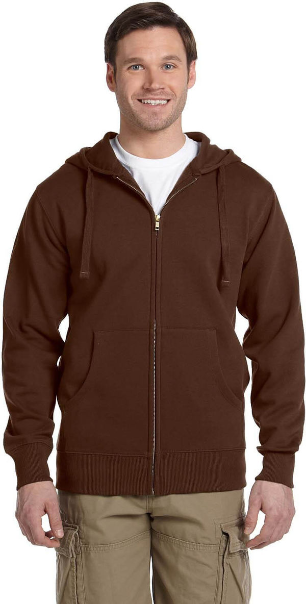Am image of a Custom Econscious Men's Organic Recycled Full Zip Hood in Earth!