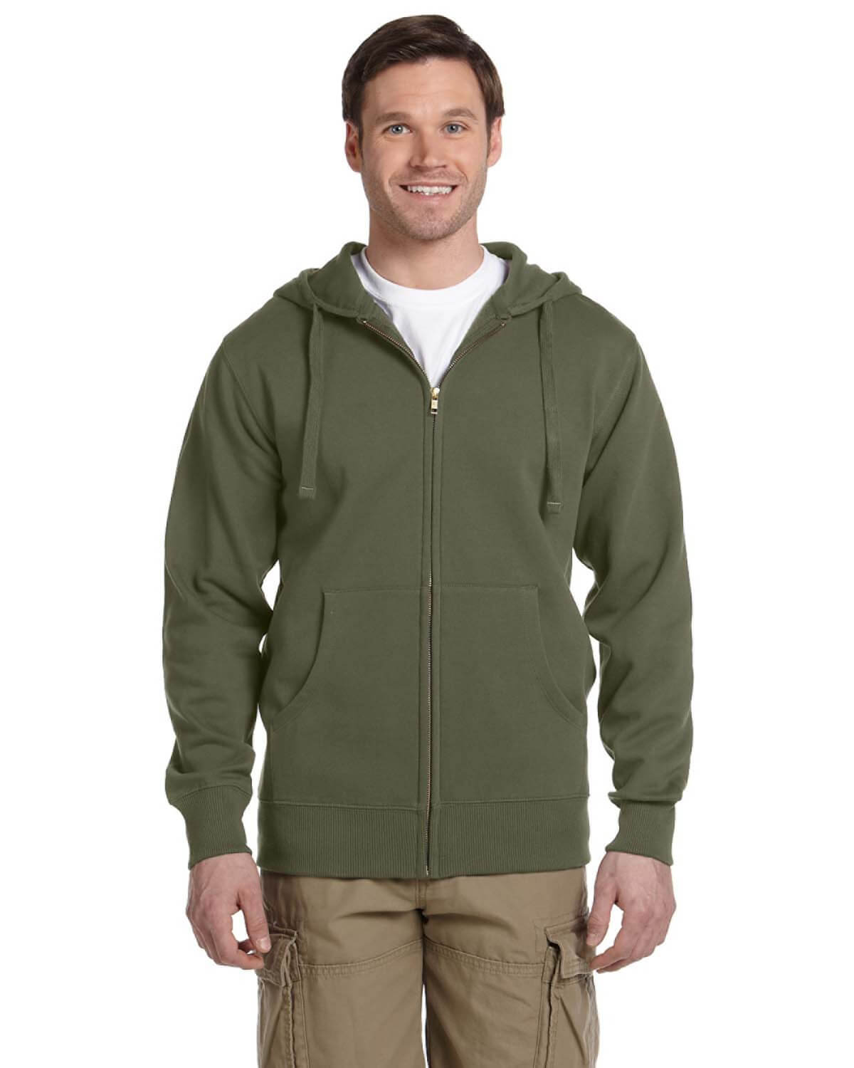 Econscious Men's Organic Recycled Full Zip Hood in Jungle