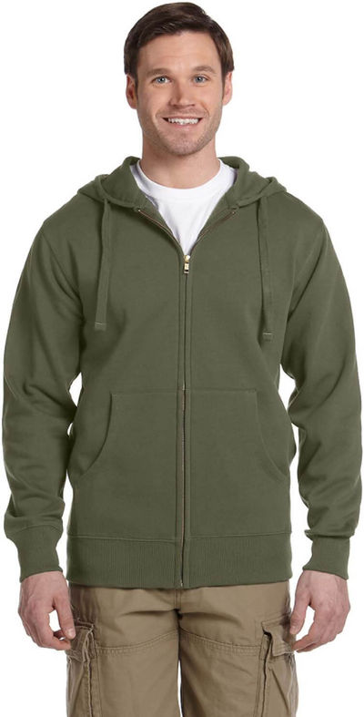 Am image of a Custom Econscious Men's Organic Recycled Full Zip Hood in Jungle!