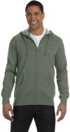 Am image of a Custom Econscious Men's 7 oz. Organic Recycled Heathered Full Zip Hood in Military Green!