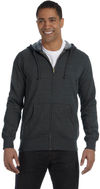 Am image of a Custom Econscious Men's 7 oz. Organic Recycled Heathered Full Zip Hood in Charcoal!