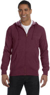 Am image of a Custom Econscious Men's 7 oz. Organic Recycled Heathered Full Zip Hood in Berry!