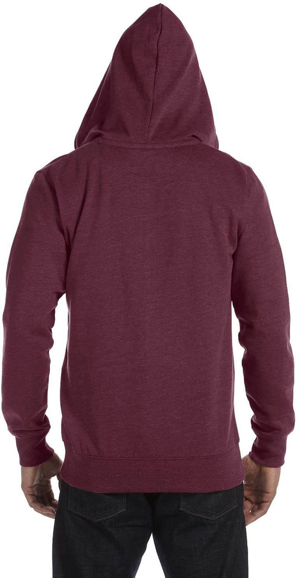 Am image of a Custom Econscious Men's 7 oz. Organic Recycled Heathered Full Zip Hood in Berry!