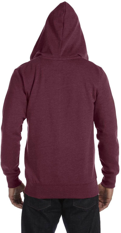 Am image of a Custom Econscious Men's 7 oz. Organic Recycled Heathered Full Zip Hood in Berry!