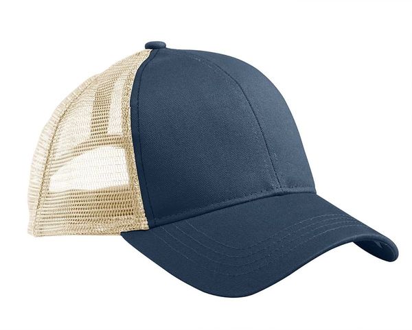 Am image of a Custom Econscious Eco Trucker Organic Recycled Hat in Pacific/Oyster!