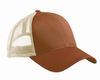 Am image of a Custom Econscious Eco Trucker Organic Recycled Hat in Leg Brown/Oyster!