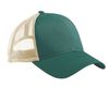 Am image of a Custom Econscious Eco Trucker Organic Recycled Hat in Emerald Forest/Oyster!