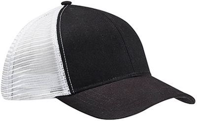 Am image of a Custom Econscious Eco Trucker Organic Recycled Hat in Black/White!