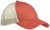 Am image of a Custom Econscious Eco Trucker Organic Recycled Hat in Orange Poppy/Oyster!