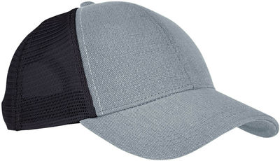 Am image of a Custom Econscious Unisex Hemp Eco Trucker Recycled Polyester Mesh Cap in Charcoal/Black!