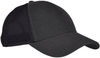 Am image of a Custom Econscious Unisex Hemp Eco Trucker Recycled Polyester Mesh Cap in Black!