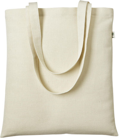 Am image of a Custom Econscious 6.8 oz Hemp Simplicity Tote in Natural!