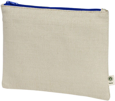 Am image of a Custom Econscious Hemp Pouch in Natural/Blue!