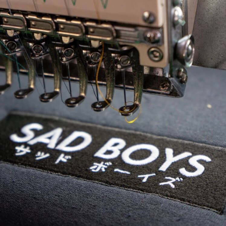An image of an embroidery example we printed for a streetwear brand