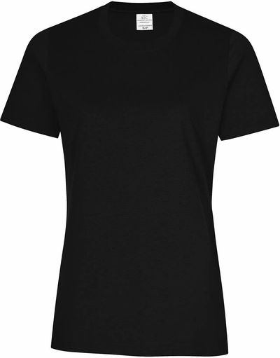 Am image of a Custom ATC everyday Ring Spun Cotton Ladies Tee in Black!