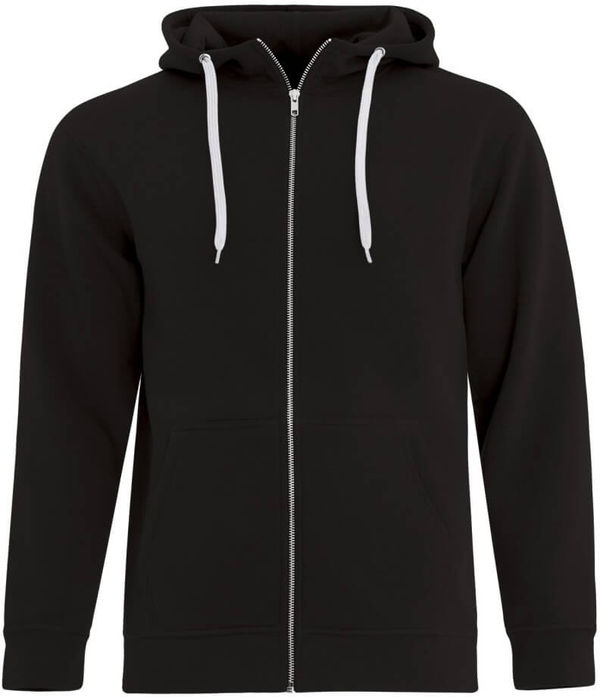 Am image of a Custom ATC ESACTIVE FULL ZIP HOODED SWEATSHIRT in Black!