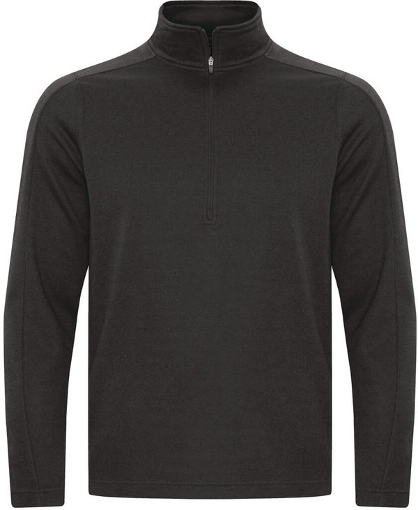 Am image of a Custom ATC Game Day Fleece Half Zip Sweatshirt in Charcoal Heather!