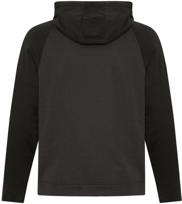 Am image of a Custom ATC Game Day Fleece Two Tone Hooded Sweatshirt in Charcoal/Black!