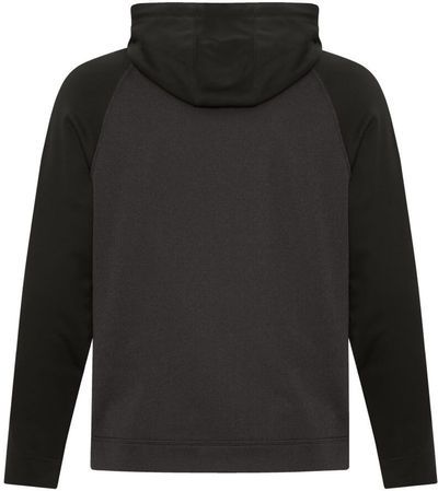 Am image of a Custom ATC Game Day Fleece Two Tone Hooded Sweatshirt in Charcoal/Black!