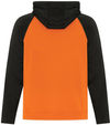 Am image of a Custom ATC Game Day Fleece Two Tone Hooded Sweatshirt in Deep Orange/Black!