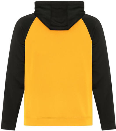 Am image of a Custom ATC Game Day Fleece Two Tone Hooded Sweatshirt in Gold/Black!