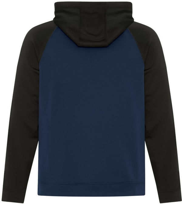Am image of a Custom ATC Game Day Fleece Two Tone Hooded Sweatshirt in True Navy/Black!