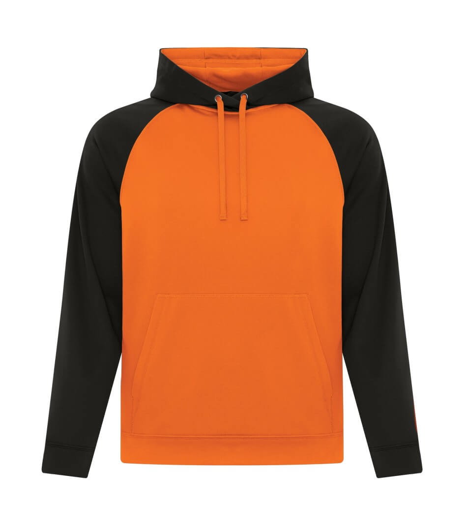 ATC Game Day Fleece Two Tone Hooded Sweatshirt in Deep Orange/Black
