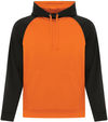 Am image of a Custom ATC Game Day Fleece Two Tone Hooded Sweatshirt in Deep Orange/Black!