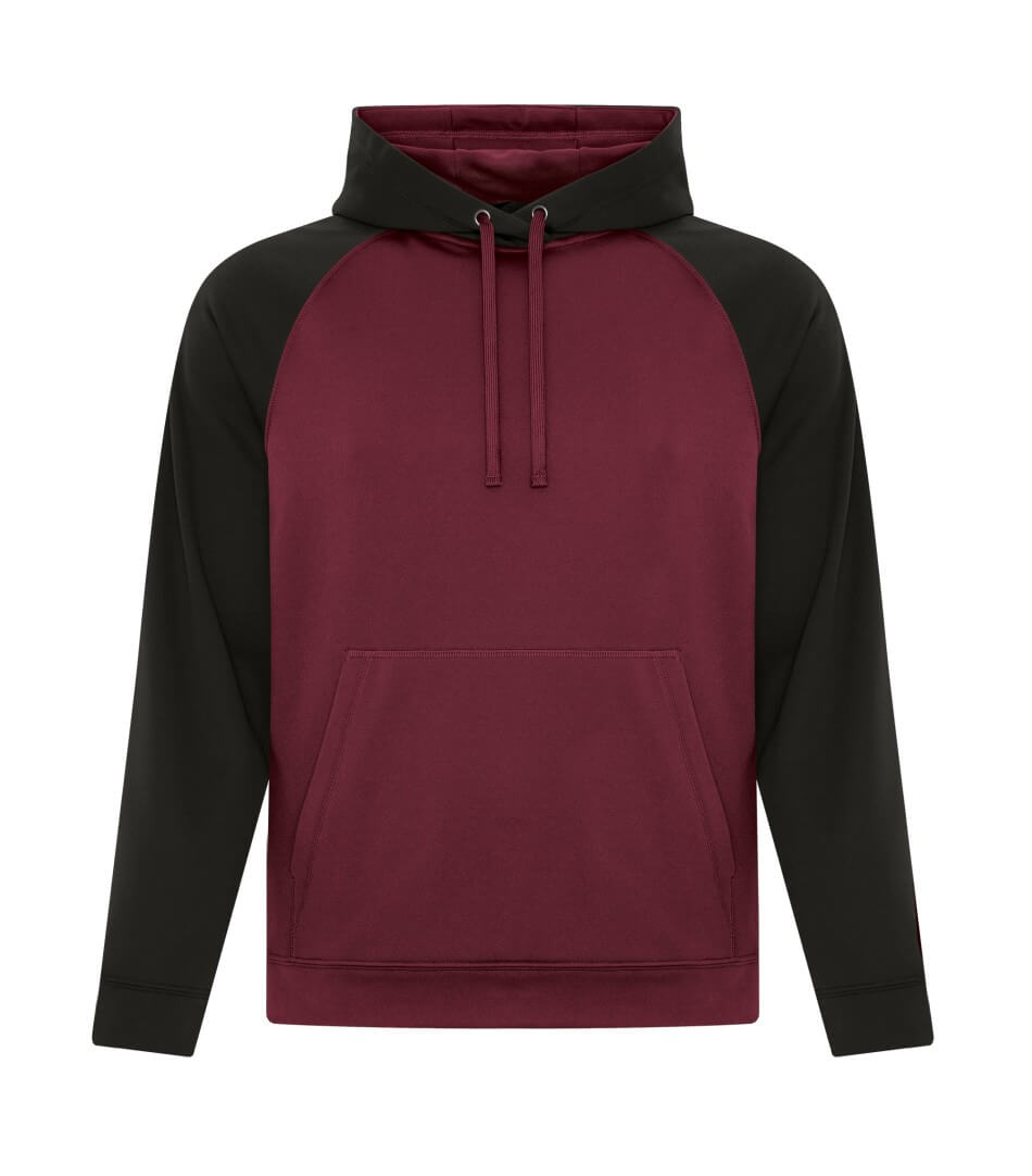 ATC Game Day Fleece Two Tone Hooded Sweatshirt in Maroon/Black